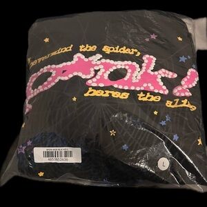 Sp5der hoodie pink black